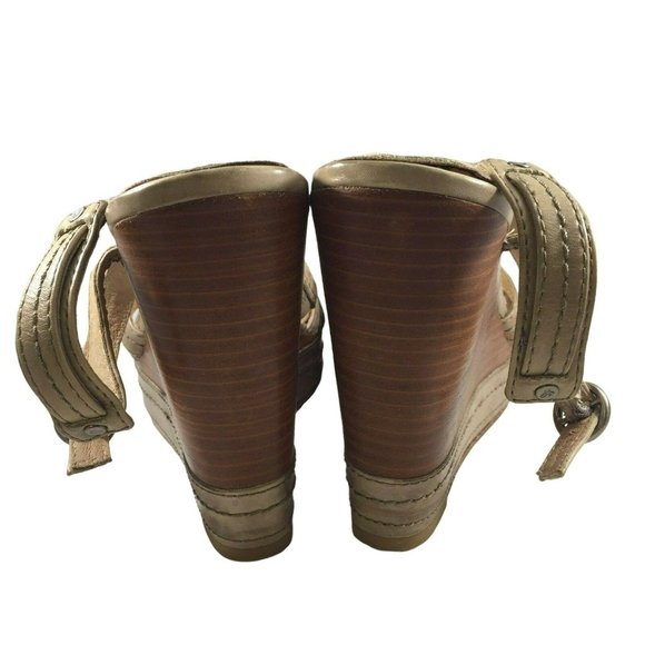 Frye Womens Corrina Stitch Platform Sandals Shoes Wedge 8.5M 73615 Beige Leather - Picture 4 of 12